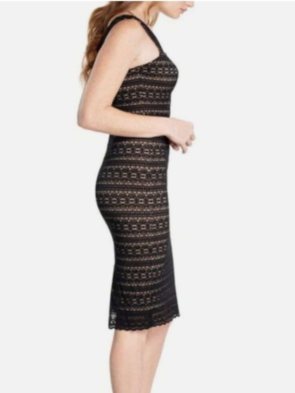 DRESS THE POPULATION Nicole Lace Midi Dress - Size Small
